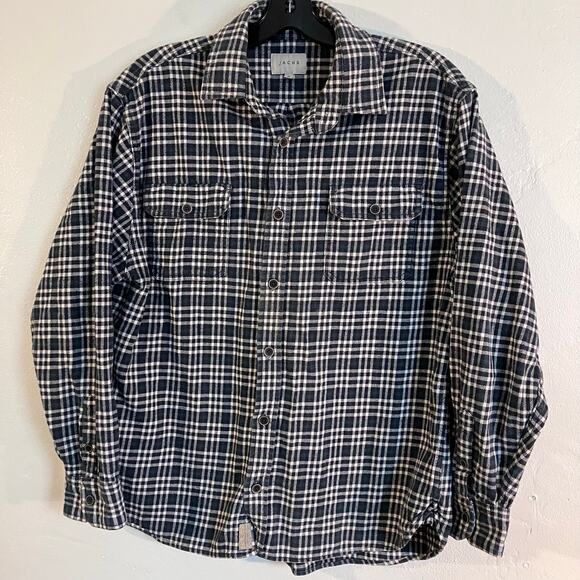 Jachs NY Plaid Green and White Button Up Flannel Shirt - Picture 1 of 6